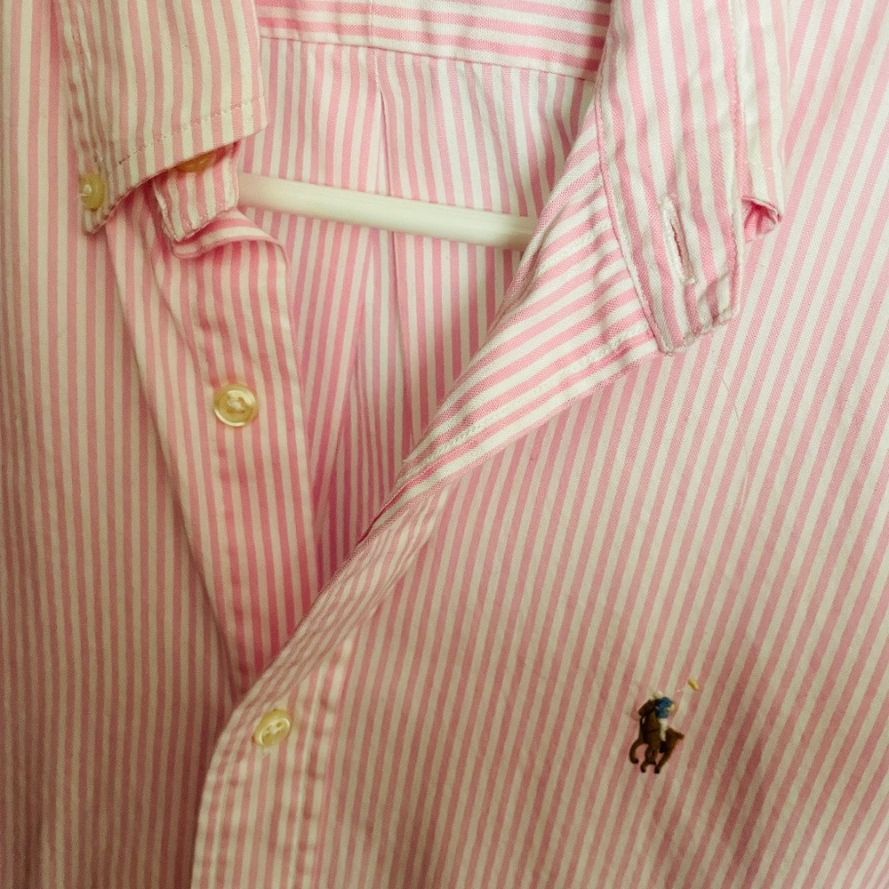 Ralph Lauren pink striped dress shirt XS